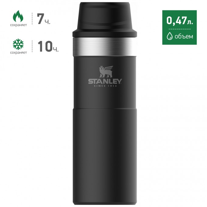 Термокружка STANLEY CLASSIC TRIGGER ACTION ONE HAND 2.0 0,47L черный 10-06439-031